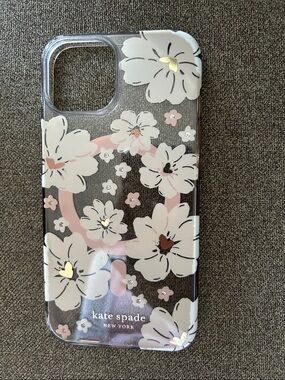 kate spade Clear Floral iPhone Case with White Flowers and Pink Ring